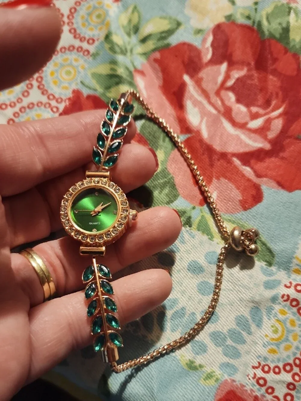 Green Leaf Crystal Bracelet Watch - Women Accessories